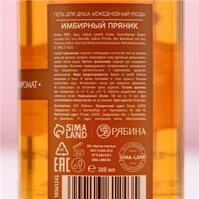 Гель для душа, 300 мл, аромат имбирного пряника, Чистое счастье