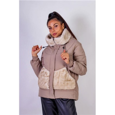 Зимняя куртка с капюшоном Меховая отделка арт.631 (Коричневый)