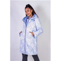 Элегантная демисезонная куртка с капюшоном Листья арт.338 (Голубой)