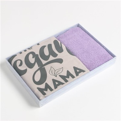 Подарочный набор «Этель» Vegan mama: фартук 70×60 см, полотенце 30×60 см, 100% хлопок