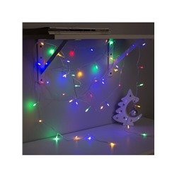 Гирлянда «Нить» 5 м с насадками «Игла», IP20, прозрачная нить, 50 LED, свечение мульти, 8 режимов, 220 В