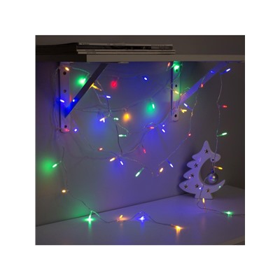 Гирлянда «Нить» 5 м с насадками «Игла», IP20, прозрачная нить, 50 LED, свечение мульти, 8 режимов, 220 В