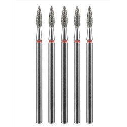 MANITA Фреза алмазная пламя острое для аппаратного маникюра 856.104.243.080.023 ФАП-2.3-8М, красная насечка, ø 2,3 мм, 5 шт. 28341