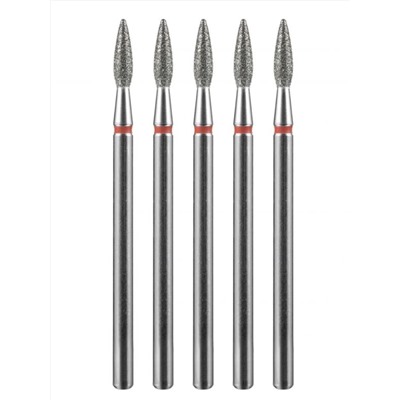 MANITA Фреза алмазная пламя острое для аппаратного маникюра 856.104.243.080.023 ФАП-2.3-8М, красная насечка, ø 2,3 мм, 5 шт. 28341