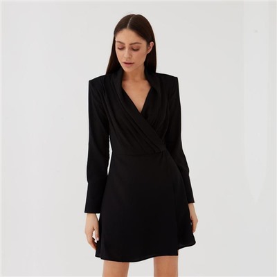 Платье мини женское со сборкой MIST, размер 42, чёрное