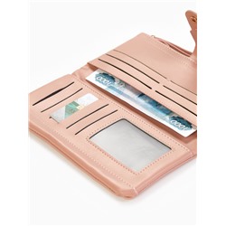 Кошелёк женский на кнопке, 19×2×9.5 см, однотонный, розовый