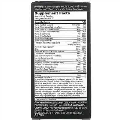 Catalo Naturals, Men's Multi, мультивитамины из цельнопищевой питательной смеси для мужчин, 60 вегетарианских капсул