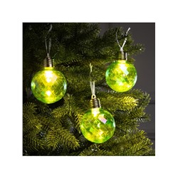 Набор ёлочных шаров «Акценты зелёного», 3 шт., d=7 см, 3 LED, от батареек AG13×9, свечение тёплое белое