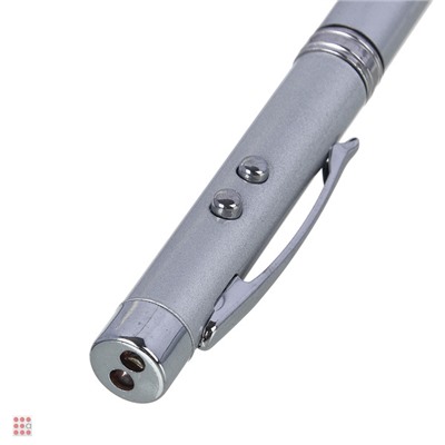 Ручка - выдвижная указка, магнит, 1 LED + лазер, 3xLR41, пластик, металл, 18х3,5см