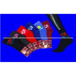 Термоноски женские внутри махра "Красный цветок"