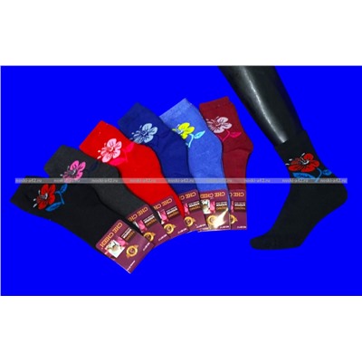 Термоноски женские внутри махра "Красный цветок"