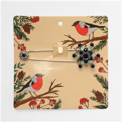 Булавка «Снежинка новогодняя» оригинальная, 7,5 см, цвет синий в чернёном серебре