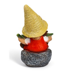 Садовая фигура из полистоуна «Девочка на камне с листом», 48×29×27 см