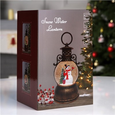 Светодиодная фигура «Фонарь с Дедом Морозом» 11×19×11 см, пластик, батарейки ААх3 (не в комплекте), USB, свечение тёплое белое