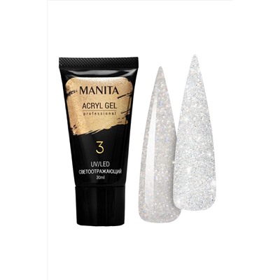 Manita Professional Акриловый гель для ногтей светоотражающий №03, 30 мл KRISTALLER, 1110024