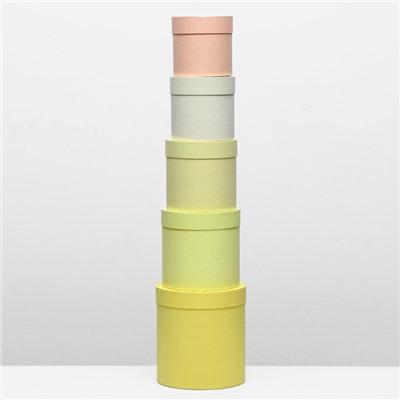 Набор круглых подарочных коробок 5 в 1 UPAK LAND, Солнечный, 23×23×25 - 15×15×15 см