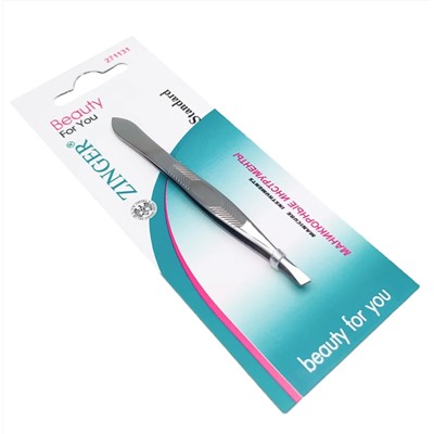 Zinger Пинцет для бровей скошенный / Standard 86012 S,(Т-012-М) 88 мм, серебристый глянцевый 3582