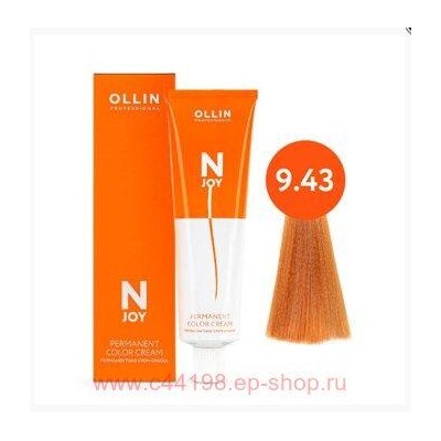 OLLIN "N-JOY" 9/43 – блондин медно-золотистый, перманентная крем-краска для волос 100мл