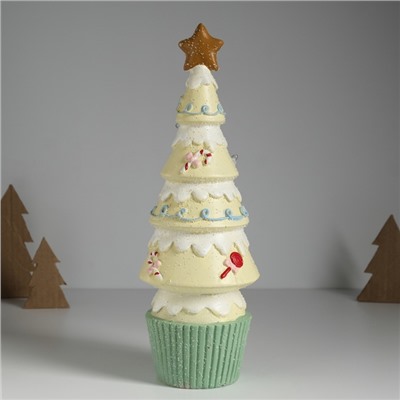 Фигурка светящаяся керамика «Пряничная ёлочка», св. жёлтая, 10×10×31 см