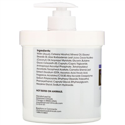 Advanced Clinicals, Осветляющий крем Advanced с витамином C, 16 унций (454 г)