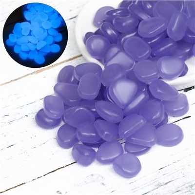 Декоративные камни для аквариума, 20 мм, 200 г, светящиеся, фиолетовые