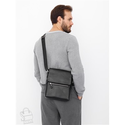Сумка мужская кожаная 013H black Heanbag в Новосибирске