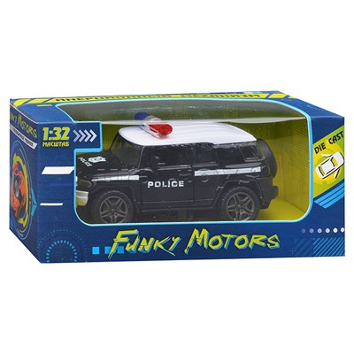 Чёрная инерционная машинка с мигалкой die-cast,1:32, открывающиеся двери