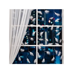 Гирлянда «Занавес» 3×1.4 м с насадками «Перья», IP20, прозрачная нить, 80 LED, свечение мульти (RG/RB), мигание, 220 В