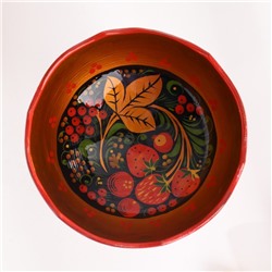 Конфетница резная, на ножке, 15×13 см, дерево, хохлома