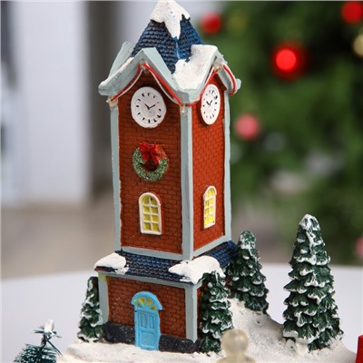 Светодиодная фигура «Ратуша» 25.5×25.5×21 см, полистоун, от батареек АА×3, USB, свечение мульти