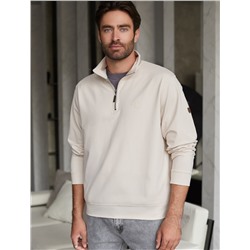 Свитшот с воротом стойкой на молнии из эластичного футера двухнитки