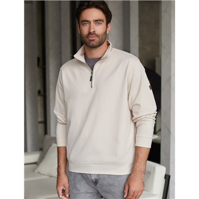 Свитшот с воротом стойкой на молнии из эластичного футера двухнитки