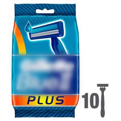 Станок для бритья одноразовый Dʤɪˈlett БЛЮ-2 Plus (10 шт.) с увлажняющей полосой и ручкой из эластомера (Оригинал)