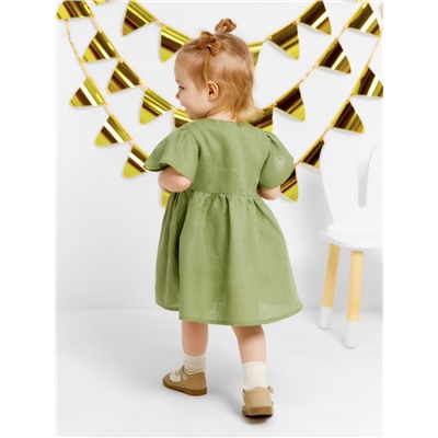 Платье для девочки «Крошка Я» Linen, рост 68-74 см, зелёное