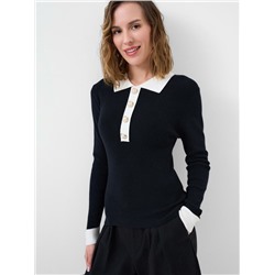 Джемпер трикотажный с воротником поло для женщин