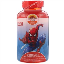 Sundown Naturals Kids, Компекс мультивитаминов в жевательных таблетках, Marvel Spiderman, с натуральными ароматизатороами клубники, арбуза и малины, 180 жевательных таблеток