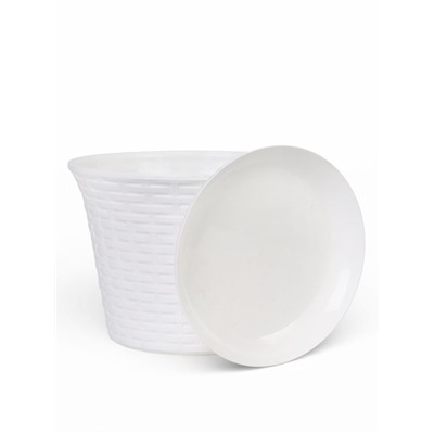 Кашпо для цветов «Ротанг», 8 л, d=27.5 см, h=20.5 см, пластиковое, с поддоном, белое