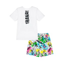 Комплект трикотажный для девочек: фуфайка (футболка), шорты