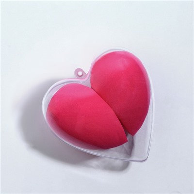 Спонжи для макияжа «Сердце», в футляре, набор - 2 шт., цвет розовый