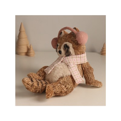 Фигурка новогодняя «Лежачий енот в наушниках», 17.5×21×18 см