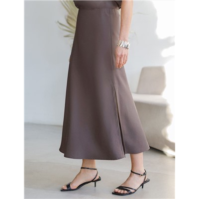 Юбка миди с разрезом скроенная по косой из плотного лиоцелла