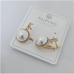 Серьги коллекция "Xuping" покрытие позолота, вставка: фианиты и искусственный жемчуг, арт.004.028