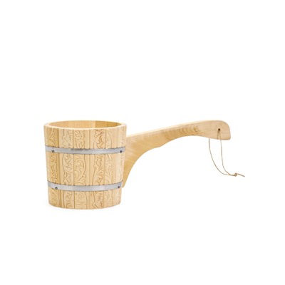 Ковш - черпак для бани и сауны, 1.5 л, липа, нержавеющий обруч, 49 см