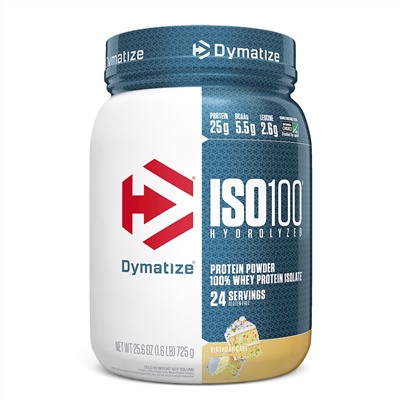 Dymatize Nutrition, ISO100 гидролизованный, 100% изолят сывороточного белка, вкус "торт именинника", 25,6 унц. (725 г)