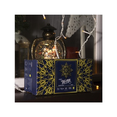 Гирлянда «Бахрома» 3×0.6 м, IP44, УМС, белая нить, 160 LED, свечение жёлтое, 220 В