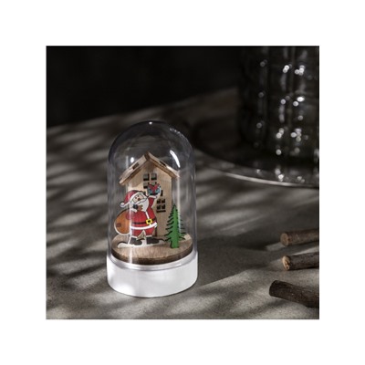 Светодиодная фигура под куполом «Дед Мороз с мешком» 6×9.5×6 см, дерево, батарейки LR1130×3 (в комплекте), свечение тёплое белое