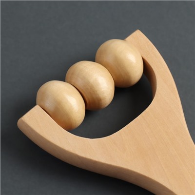Массажёр «Барабан», деревянный, 15×8×3 см, 3 шарика