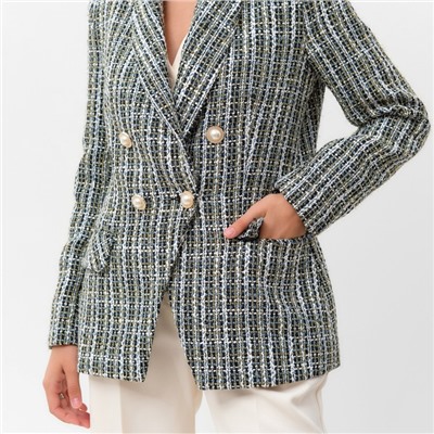 Пиджак женский твидовый двубортный MIST, размер 44, синий