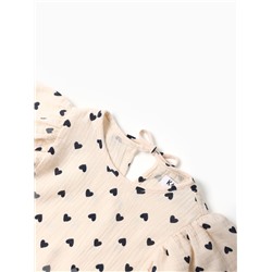 Футболка для девочки из муслина KAFTAN: «Сердечки», бежевая, рост 128 см