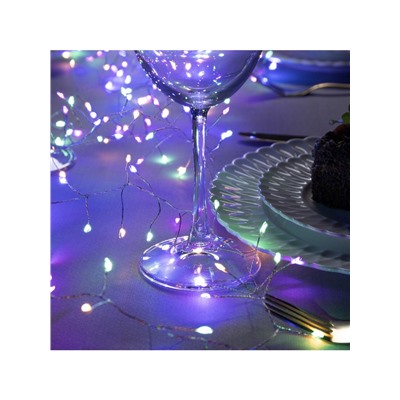 Гирлянда «Мишура» 6 м роса, IP20, серебристая нить, 480 LED, свечение мульти, 12 В